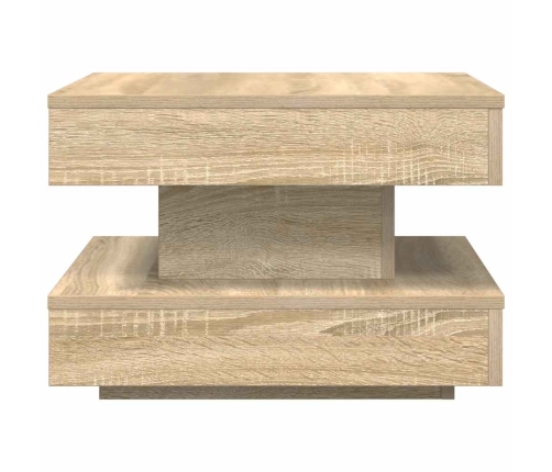 Mesa de centro giratoria 360 grados roble sonoma 50x50x34,5 cm