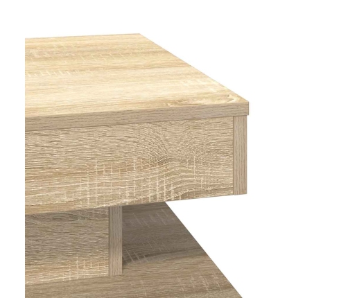 Mesa de centro giratoria 360 grados roble sonoma 50x50x34,5 cm