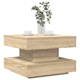 Mesa de centro giratoria 360 grados roble sonoma 50x50x34,5 cm