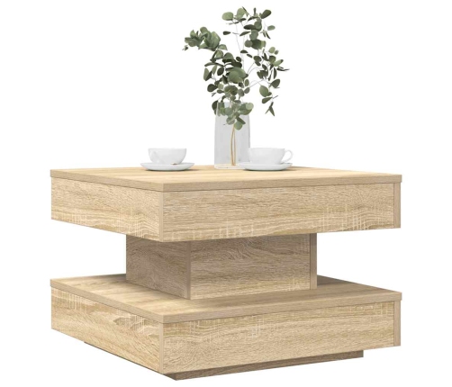 Mesa de centro giratoria 360 grados roble sonoma 50x50x34,5 cm