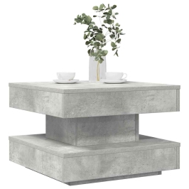 Mesa de centro giratoria 360 grados gris hormigón 50x50x34,5 cm