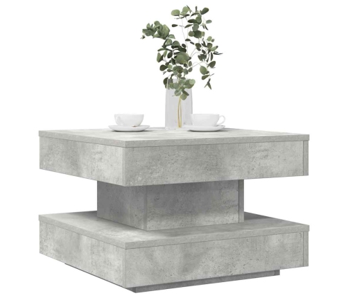 Mesa de centro giratoria 360 grados gris hormigón 50x50x34,5 cm