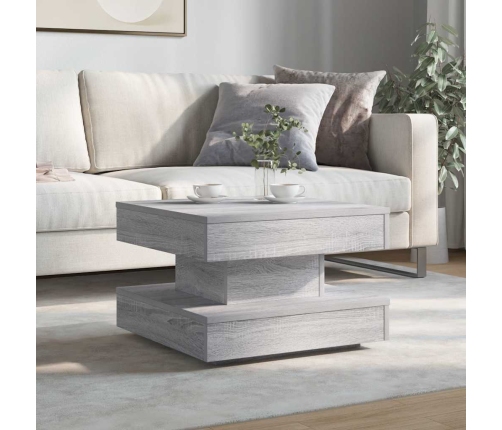 Mesa de centro giratoria 360 grados gris Sonoma 50x50x34,5 cm