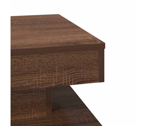 Mesa de centro giratoria 360 grados roble marrón 50x50x34,5 cm