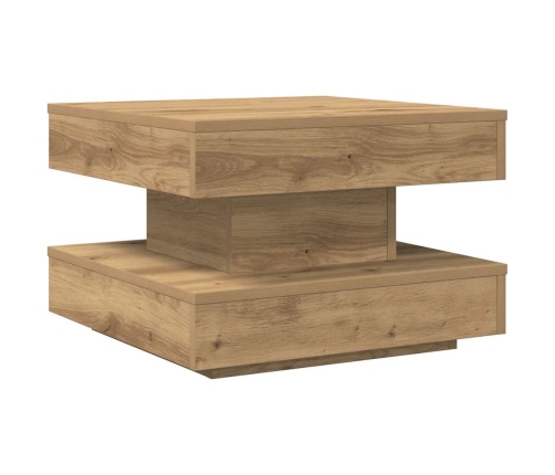 Mesa de centro giratoria 360 grados roble artisan 50x50x34,5 cm