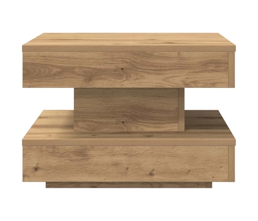 Mesa de centro giratoria 360 grados roble artisan 50x50x34,5 cm