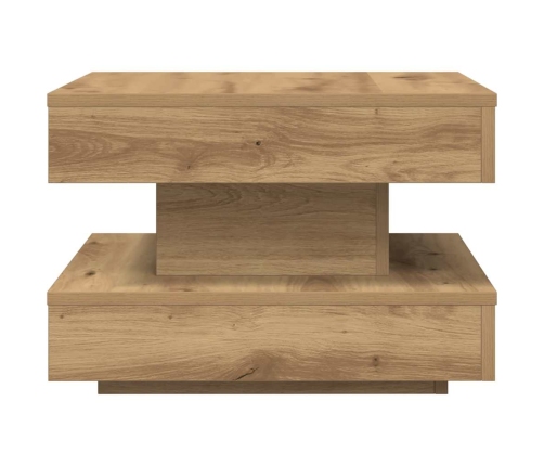 Mesa de centro giratoria 360 grados roble artisan 50x50x34,5 cm