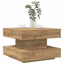 Mesa de centro giratoria 360 grados roble artisan 50x50x34,5 cm