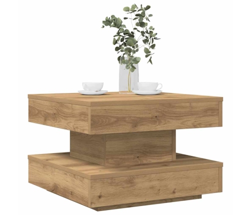 Mesa de centro giratoria 360 grados roble artisan 50x50x34,5 cm