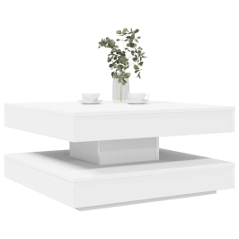 Mesa de centro giratoria 360 grados blanco 70x70x34,5 cm