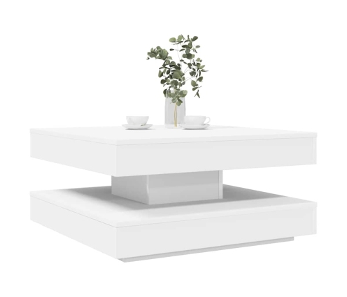 Mesa de centro giratoria 360 grados blanco 70x70x34,5 cm