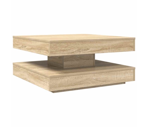 Mesa de centro giratoria 360 grados roble sonoma 70x70x34,5 cm