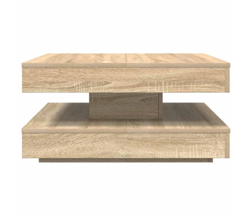 Mesa de centro giratoria 360 grados roble sonoma 70x70x34,5 cm