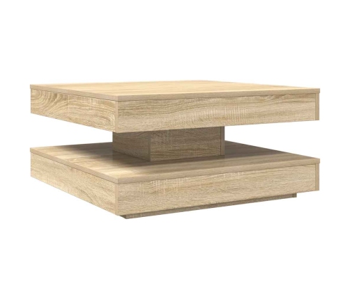 Mesa de centro giratoria 360 grados roble sonoma 70x70x34,5 cm