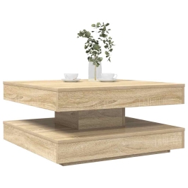 Mesa de centro giratoria 360 grados roble sonoma 70x70x34,5 cm