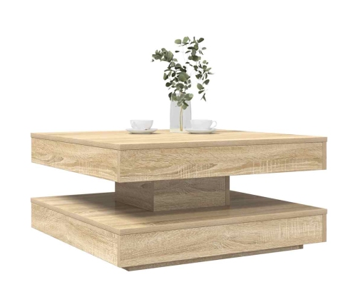 Mesa de centro giratoria 360 grados roble sonoma 70x70x34,5 cm