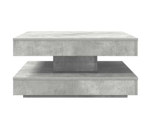 Mesa de centro giratoria 360 grados gris hormigón 70x70x34,5 cm