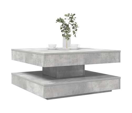 Mesa de centro giratoria 360 grados gris hormigón 70x70x34,5 cm