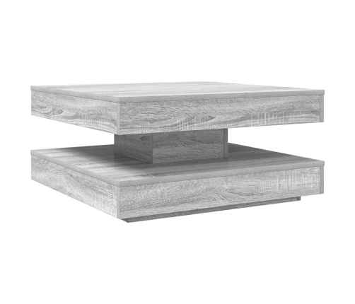 Mesa de centro giratoria 360 grados gris Sonoma 70x70x34,5 cm