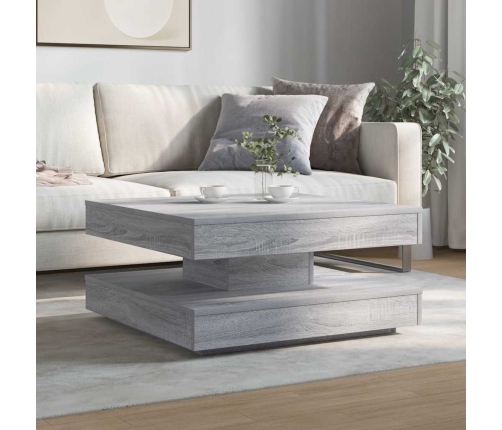 Mesa de centro giratoria 360 grados gris Sonoma 70x70x34,5 cm