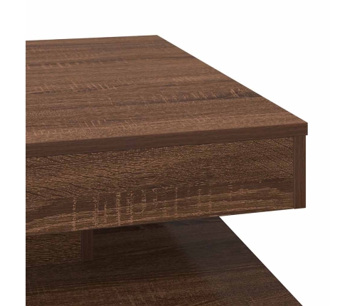 Mesa de centro giratoria 360 grados roble marrón 70x70x34,5 cm