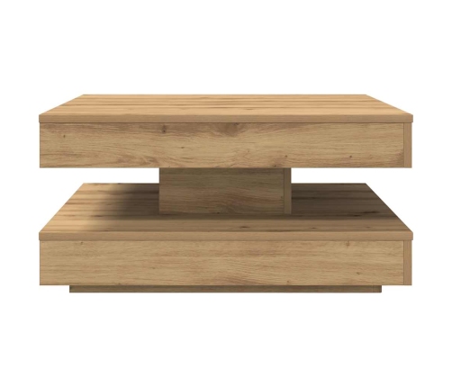 Mesa de centro giratoria 360 grados roble artisan 70x70x34,5 cm