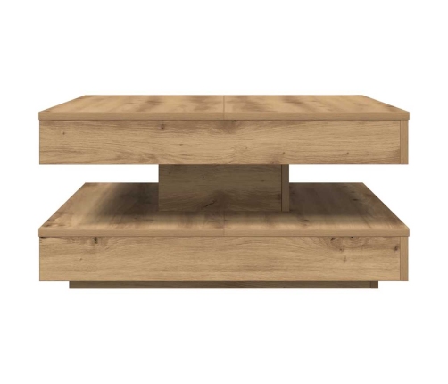 Mesa de centro giratoria 360 grados roble artisan 70x70x34,5 cm