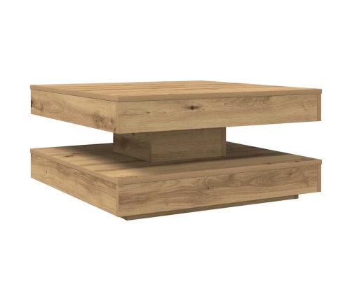 Mesa de centro giratoria 360 grados roble artisan 70x70x34,5 cm