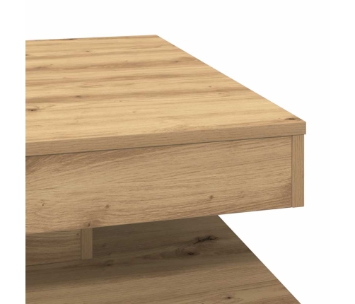 Mesa de centro giratoria 360 grados roble artisan 70x70x34,5 cm