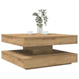 Mesa de centro giratoria 360 grados roble artisan 70x70x34,5 cm