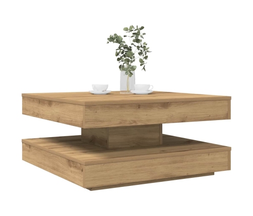 Mesa de centro giratoria 360 grados roble artisan 70x70x34,5 cm