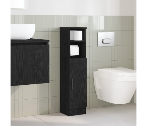 Mueble de baño con portarrollos negro 20,5x22x90 cm