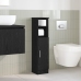 Mueble de baño con portarrollos negro 20,5x22x90 cm