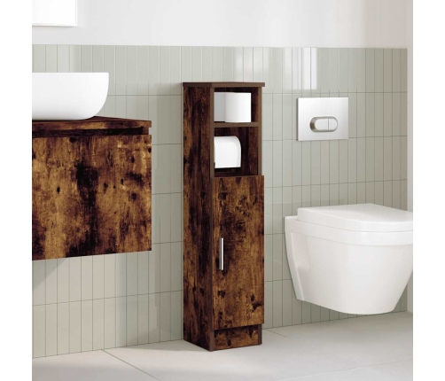 Mueble de baño con portarrollos roble ahumado 20,5x22x90 cm