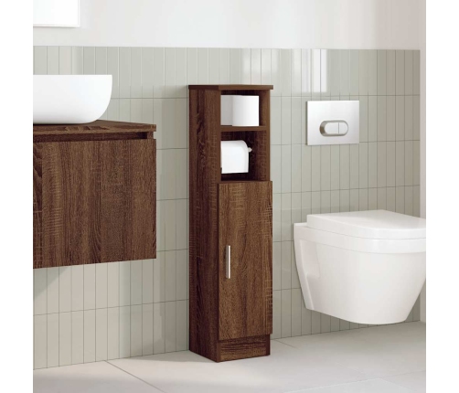 Mueble de baño con portarrollos roble marrón 20,5x22x90 cm