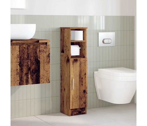 Mueble de baño con portarrollos madera envejecida 20,5x22x90 cm