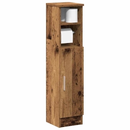 Mueble de baño con portarrollos madera envejecida 20,5x22x90 cm