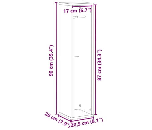 Mueble de baño con portarrollos blanco 20,5x20x90 cm