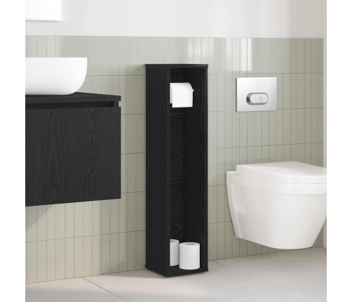 Mueble de baño con portarrollos negro 20,5x20x90 cm