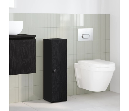 Mueble de baño con portarrollos negro 20,5x22x72 cm