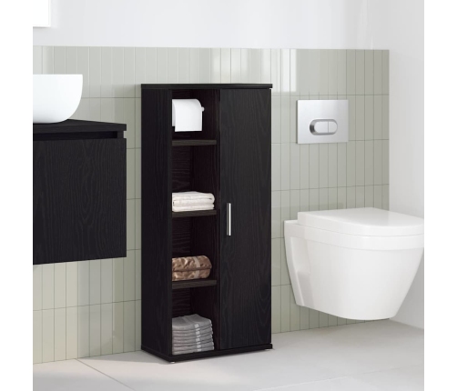 Mueble de baño con portarrollos negro 39x22x90 cm