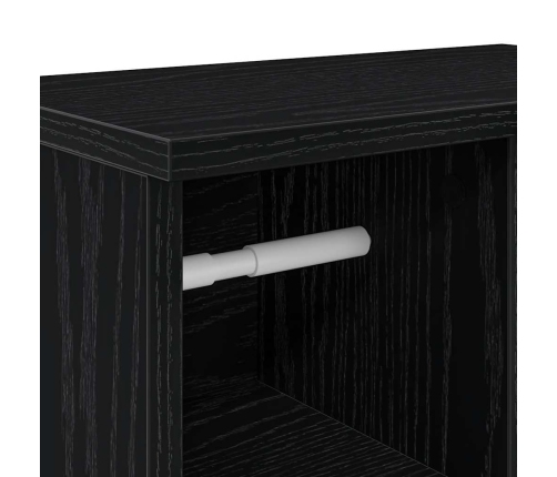 Mueble de baño con portarrollos negro 39x22x90 cm