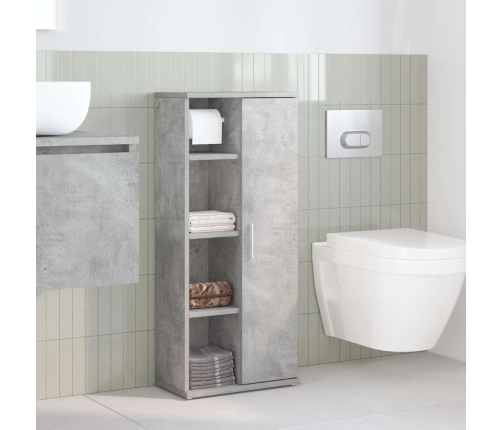 Mueble de baño con portarrollos gris hormigón 39x22x90 cm