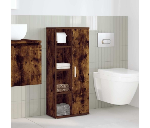 Mueble de baño con portarrollos roble ahumado 39x22x90 cm