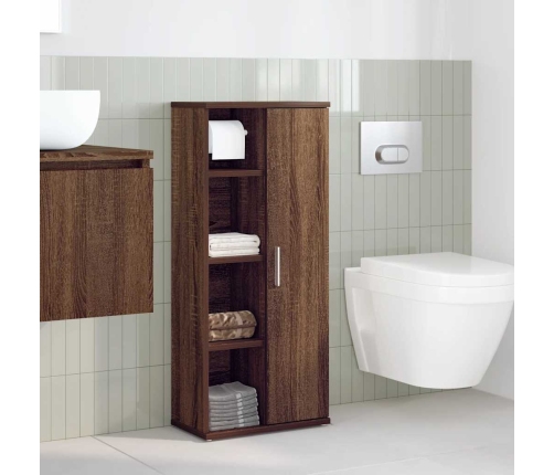 Mueble de baño con portarrollos roble marrón 39x22x90 cm