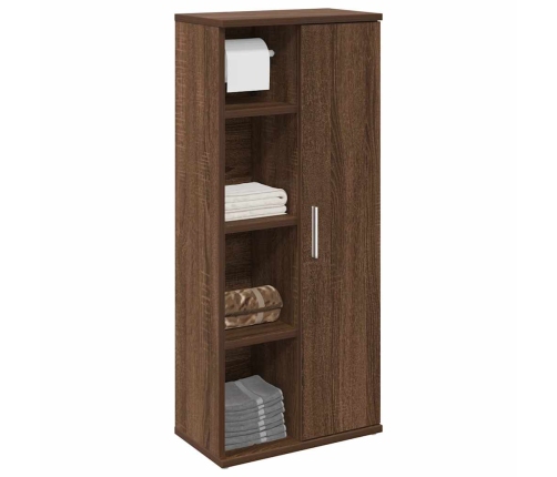 Mueble de baño con portarrollos roble marrón 39x22x90 cm