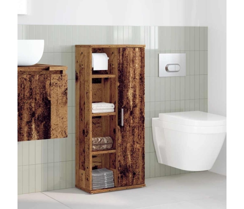 Mueble de baño con portarrollos madera envejecida 39x22x90 cm