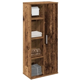 Mueble de baño con portarrollos madera envejecida 39x22x90 cm