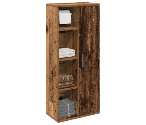 Mueble de baño con portarrollos madera envejecida 39x22x90 cm