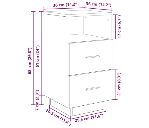 Mesillas de noche 2 uds con 2 cajones blanco 36x36x68 cm